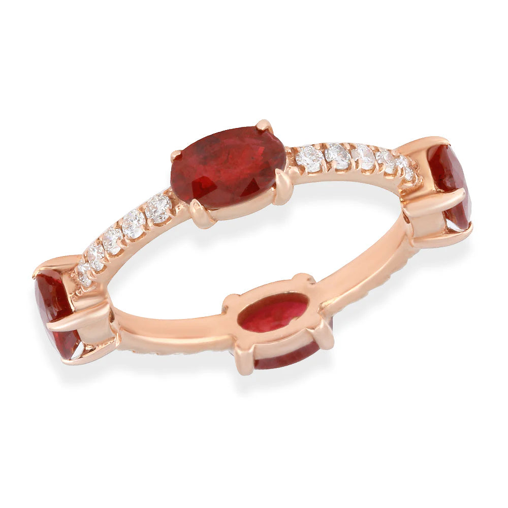 Ruby Diamond Ring in 14k Rose Gold