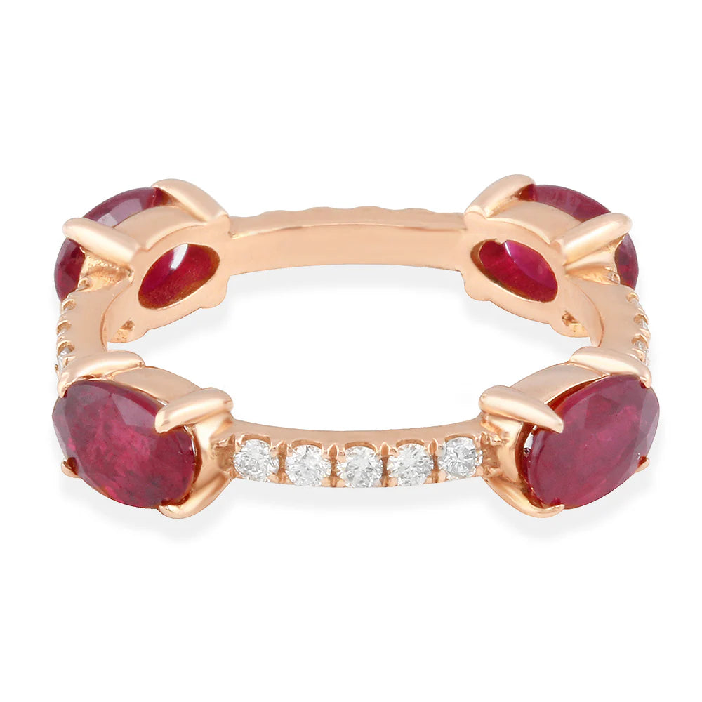 Ruby Diamond Ring in 14k Rose Gold