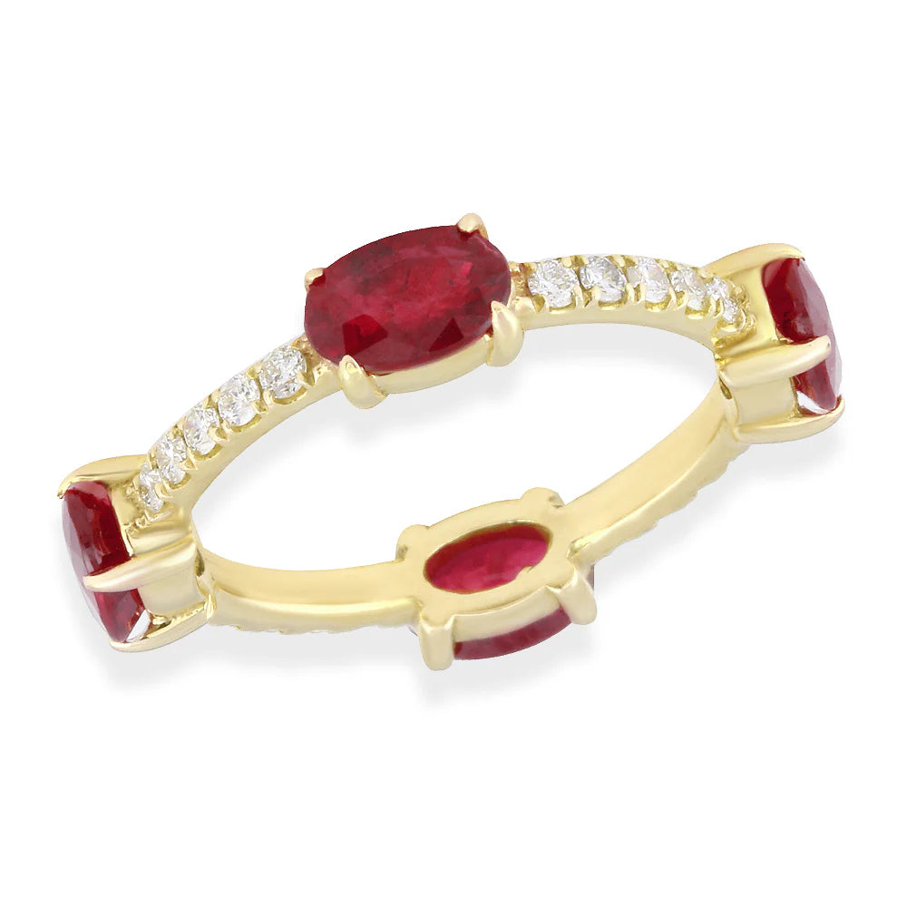 Ruby Diamond Ring in 14k Yellow Gold