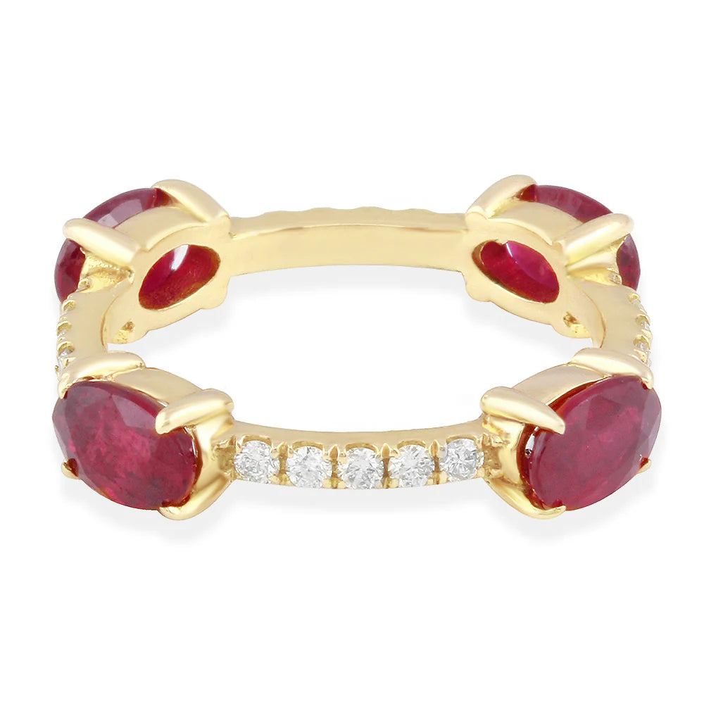 Ruby Diamond Ring in 14k Yellow Gold