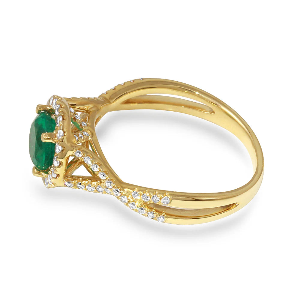 .79ct Emerald Ring with Diamonds in 14K Yellow Gold