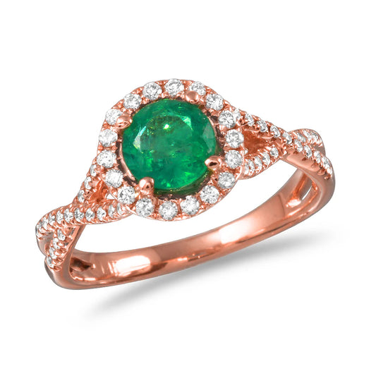 .79ct Emerald Ring with Diamonds in 14K Rose Gold