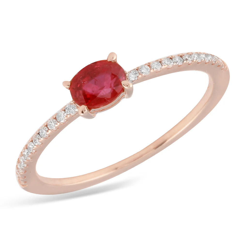 .50ct Ruby Ring with .13ct Diamonds in 14K Rose Gold