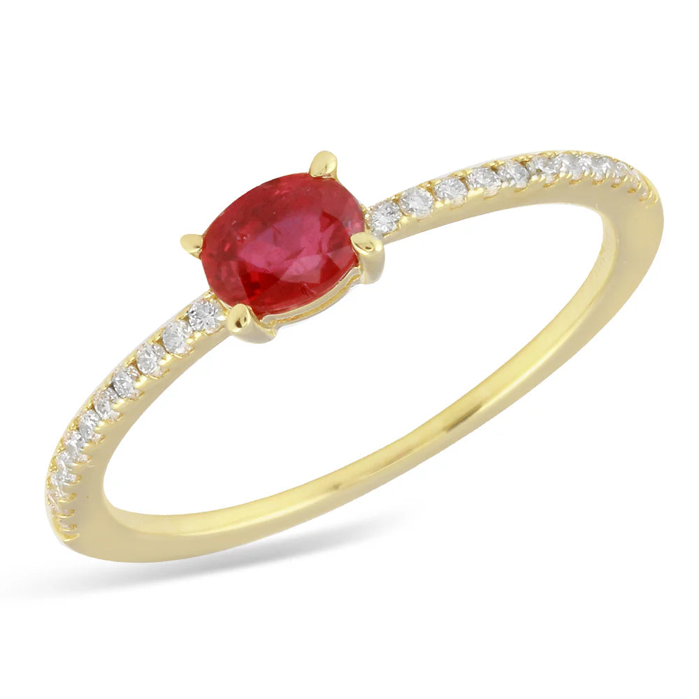 .50ct Ruby Ring with .13ct Diamonds in 14K Yellow Gold