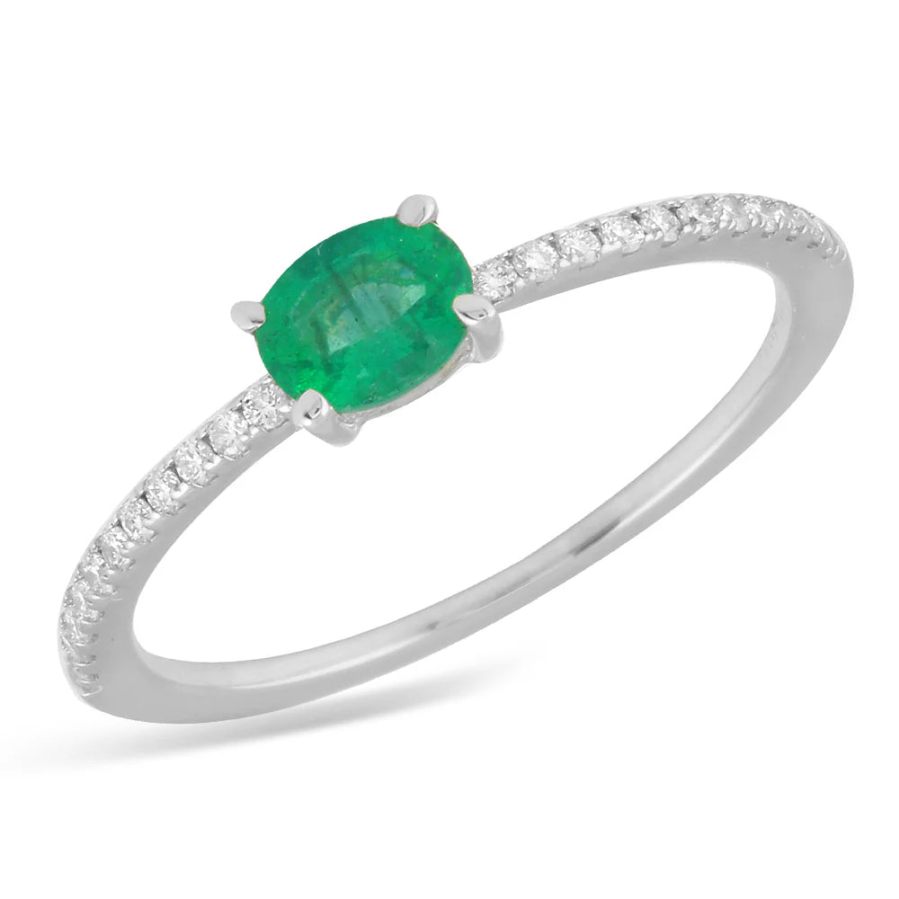 .36ct Emerald Pendant with .13ct Diamonds in 14K White Gold