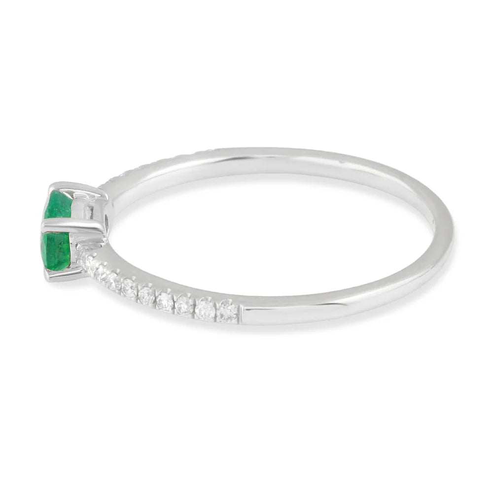 .36ct Emerald Pendant with .13ct Diamonds in 14K White Gold