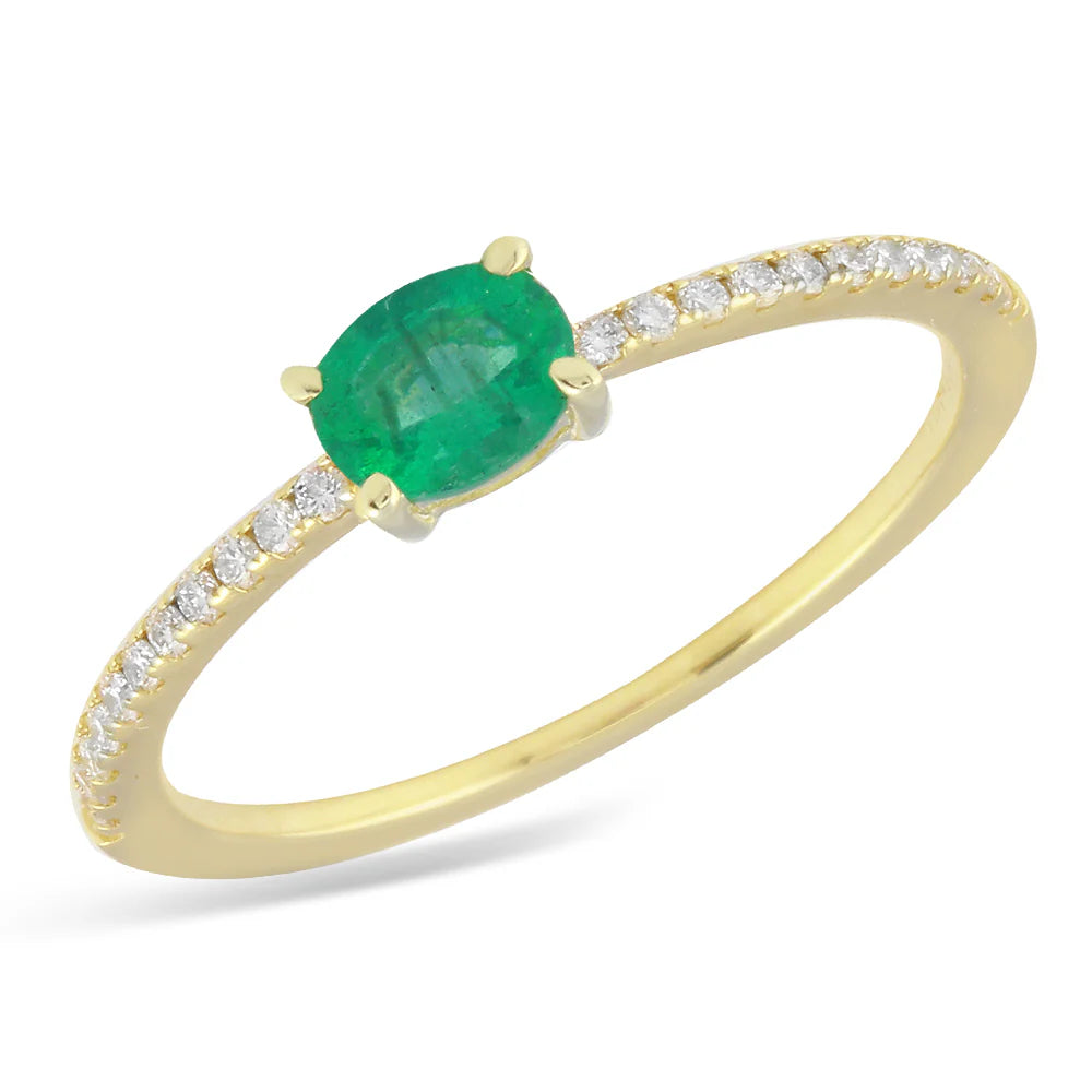 .36ct Emerald Pendant with .13ct Diamonds in 14K Yellow Gold