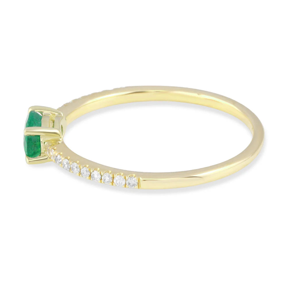 .36ct Emerald Pendant with .13ct Diamonds in 14K Yellow Gold