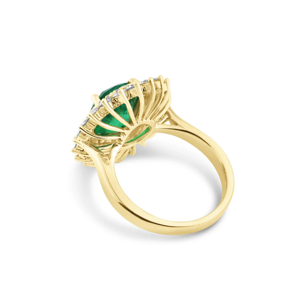 3.67ct Emerald Ring with 1.30ct Diamonds in 14K Yellow Gold