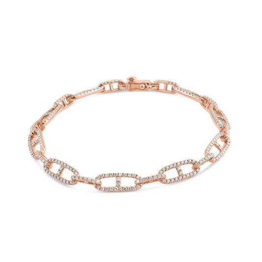 1.35ct Diamond link Bracelet in 14K Rose Gold