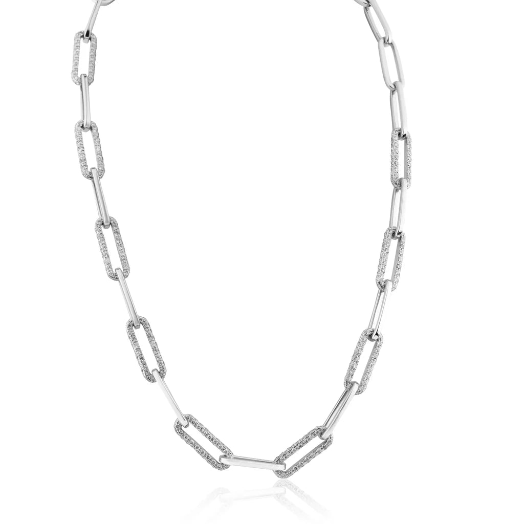 6.39ct Diamond Paperclip Necklace in 14K White Gold