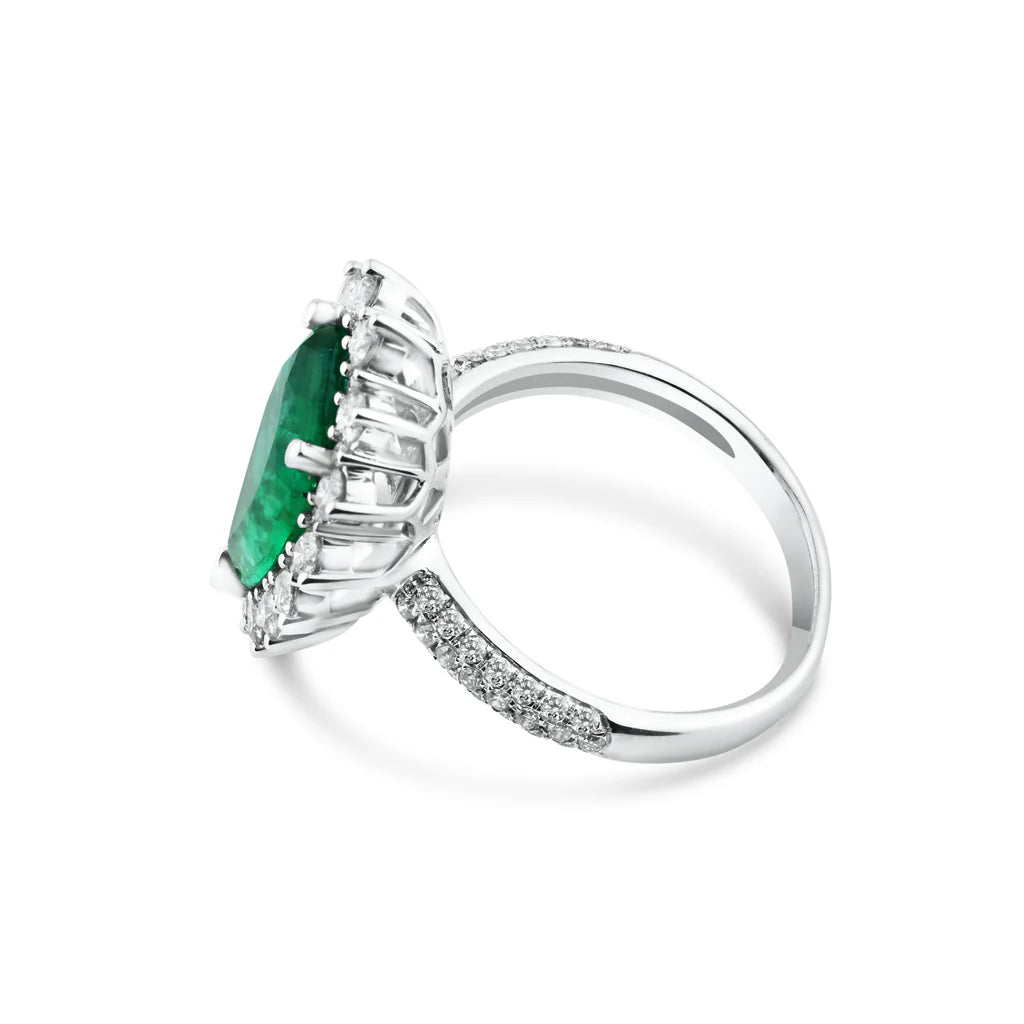 3.40ct Emerald Ring with Diamonds in 14K Yellow Gold