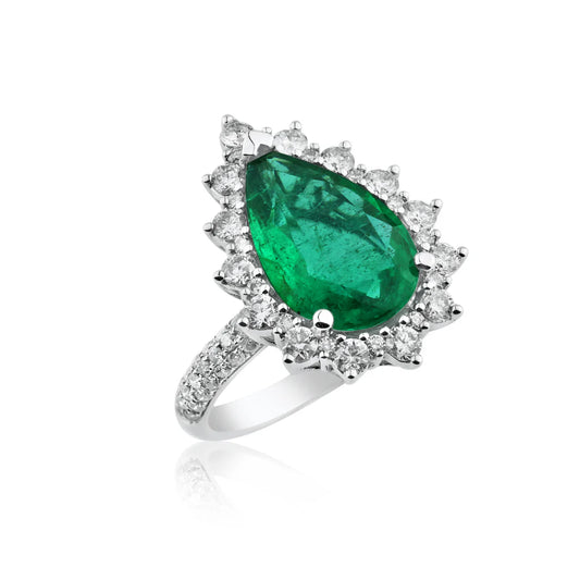 3.40ct Emerald Ring with Diamonds in 14K Yellow Gold