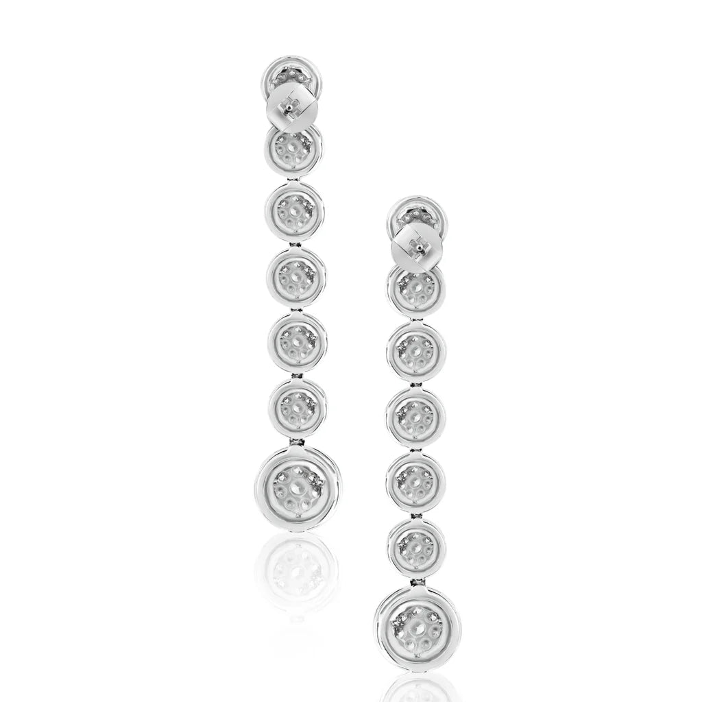 3.57ct  Diamond Circle Drop Earrings in 14K White Gold