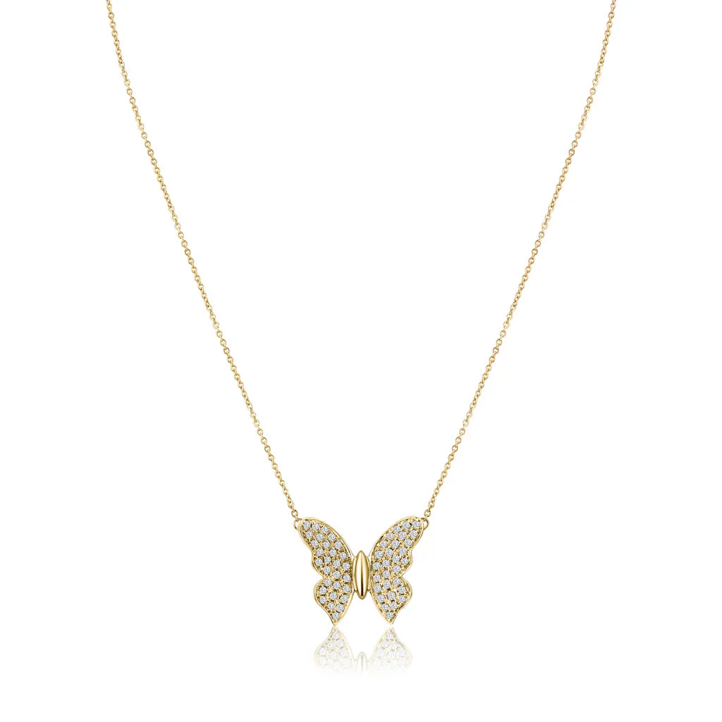 .26ct Diamond Butterfly Pendant in 14K Yellow Gold