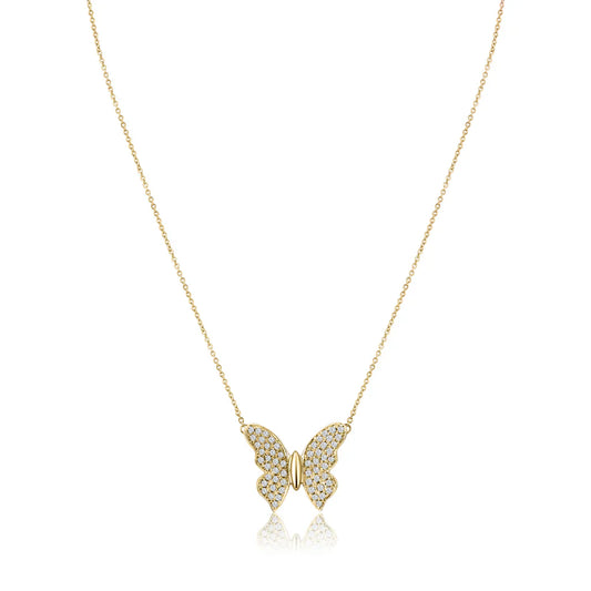 .26ct Diamond Butterfly Pendant in 14K Yellow Gold