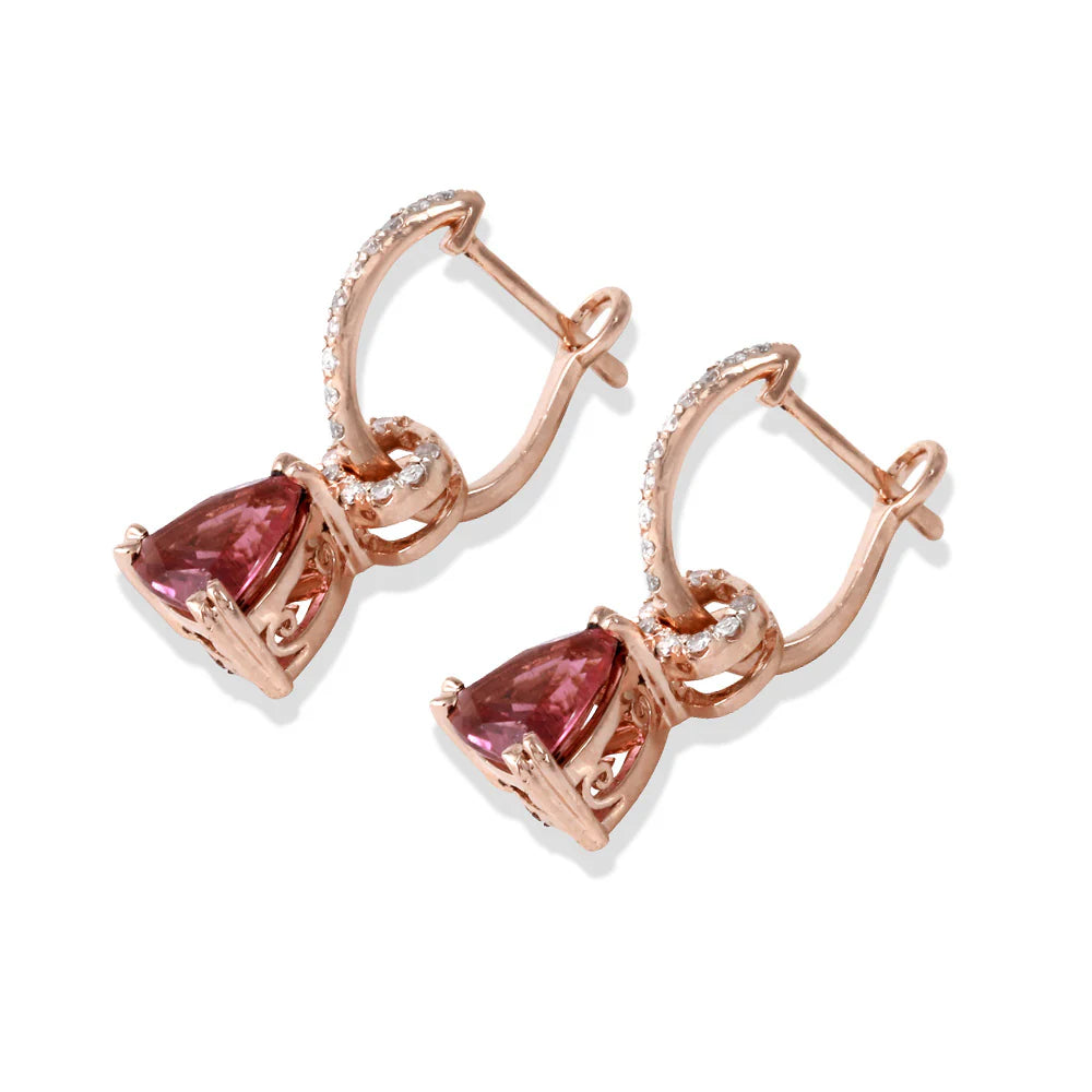 Diamond Ruby Dangling earrings in 14K Rose Gold