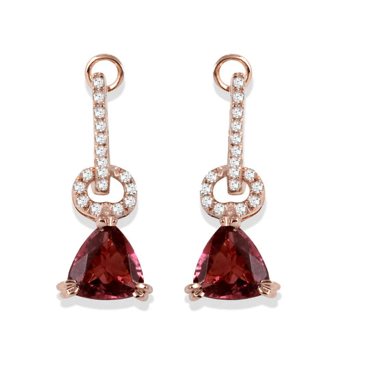 Diamond Ruby Dangling earrings in 14K Rose Gold