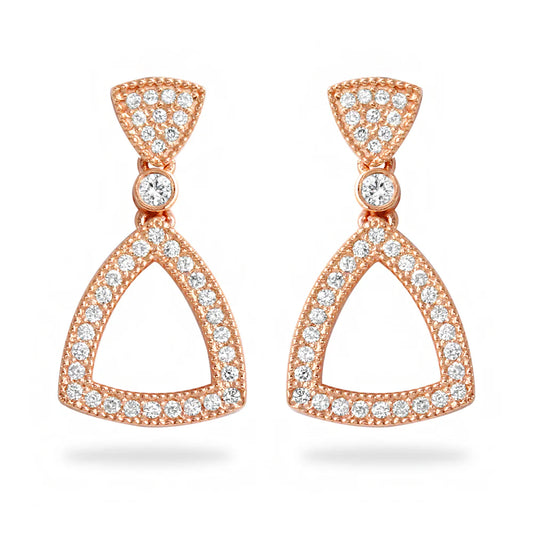 .37ct Pure Diamond Triangle Earrings in 14K Rose Gold