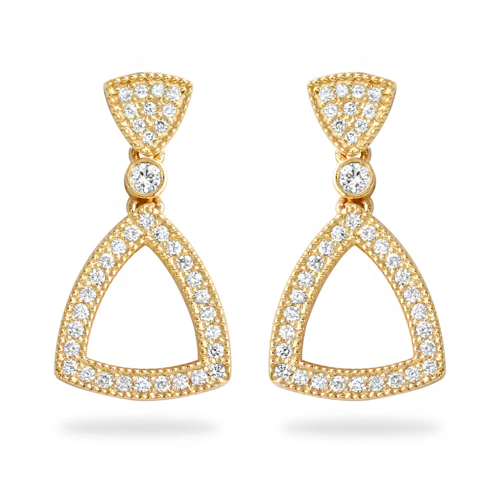 .37ct Pure Diamond Triangle Earrings in 14K Yellow Gold