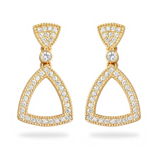 .37ct Pure Diamond Triangle Earrings in 14K Yellow Gold