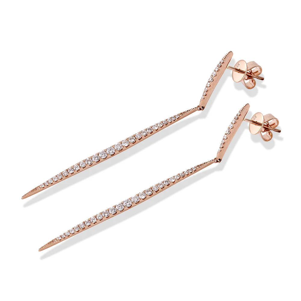 .73ct Diamond Icicle Drop Earrings in 14K Rose Gold