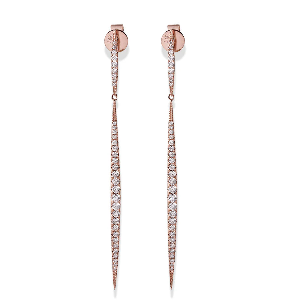 .73ct Diamond Icicle Drop Earrings in 14K Rose Gold