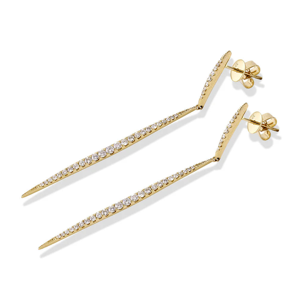 .73ct Diamond Icicle Drop Earrings in 14K Yellow Gold