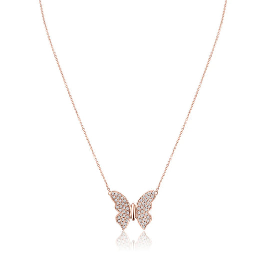 .26ct Diamond Butterfly Pendant in 14K Rose Gold