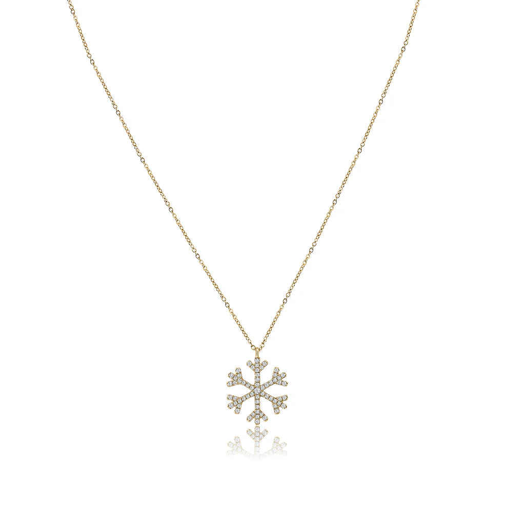 .15ct Diamond Snowflake Pendant in 14K Yellow Gold