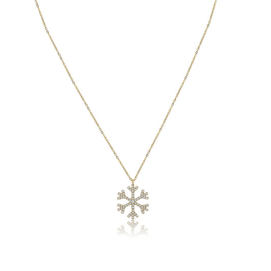 .15ct Diamond Snowflake Pendant in 14K Yellow Gold