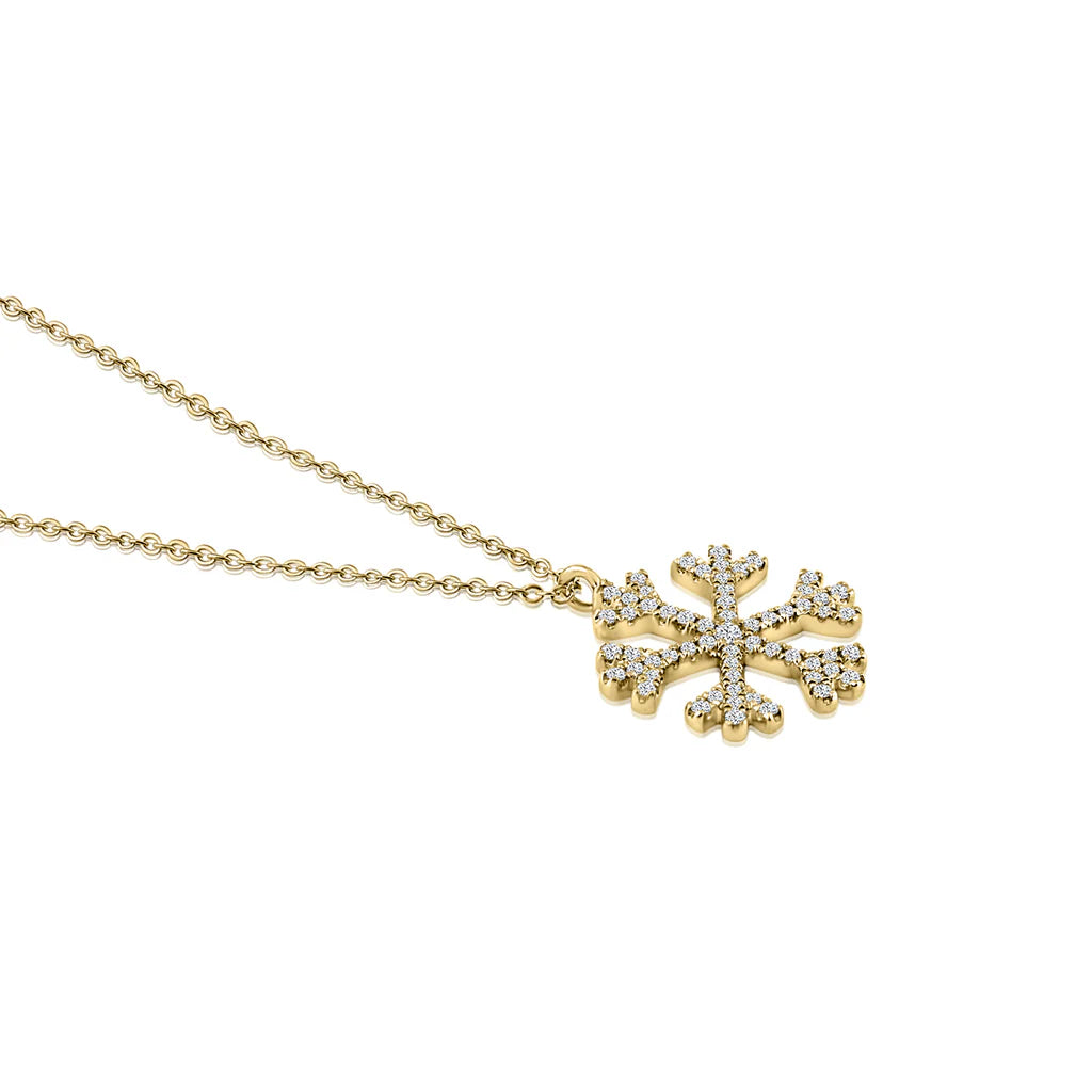 .15ct Diamond Snowflake Pendant in 14K Yellow Gold