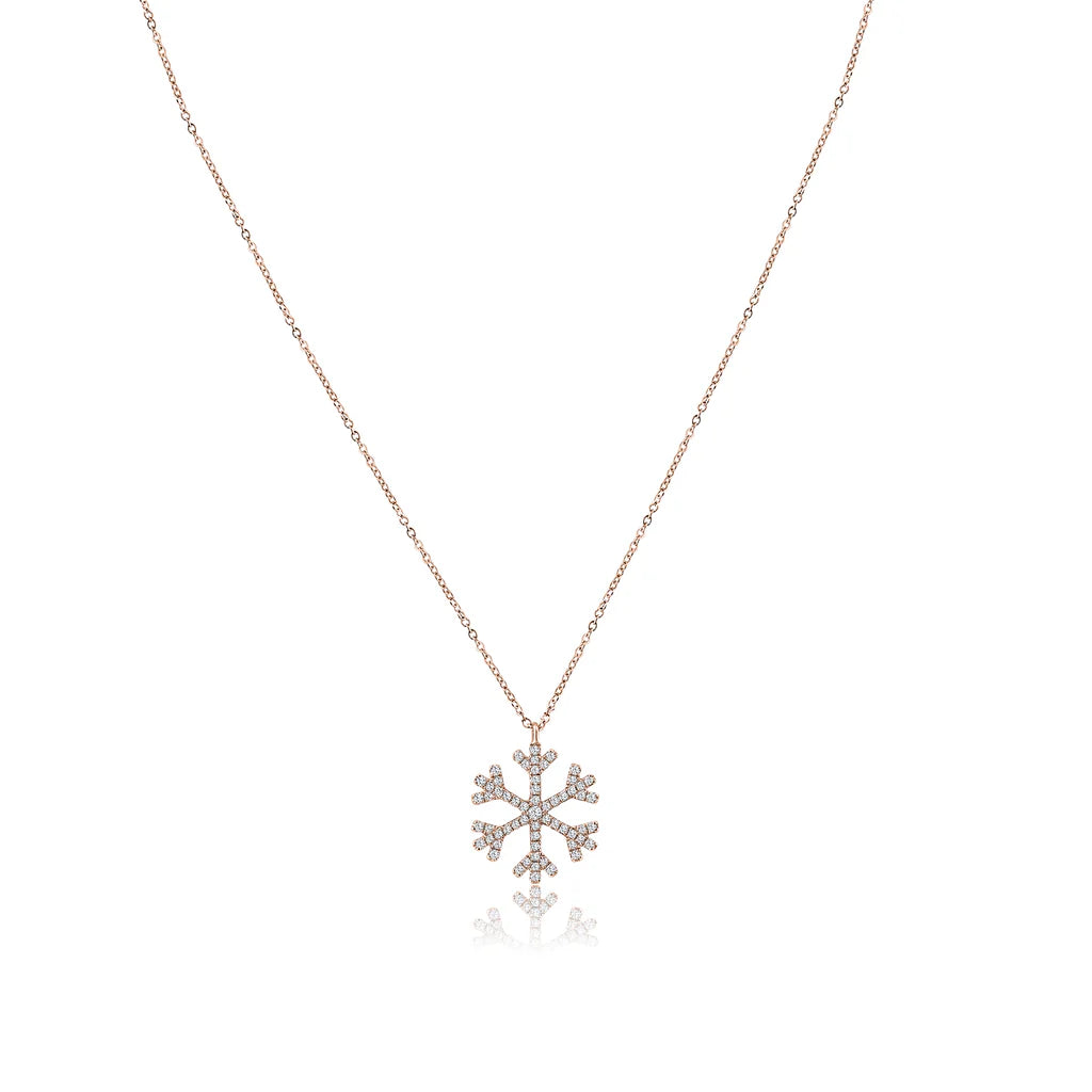 .15ct Diamond Snowflake Pendant in 14K Rose Gold