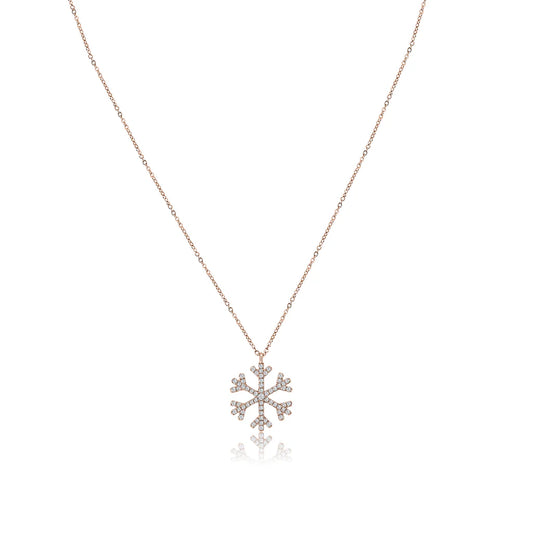 .15ct Diamond Snowflake Pendant in 14K Rose Gold