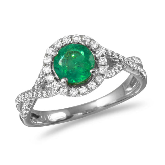 .79ct Emerald Ring with Diamonds in 14K White Gold