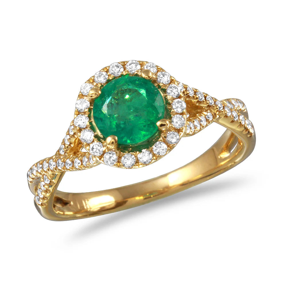 .79ct Emerald Ring with Diamonds in 14K Yellow Gold